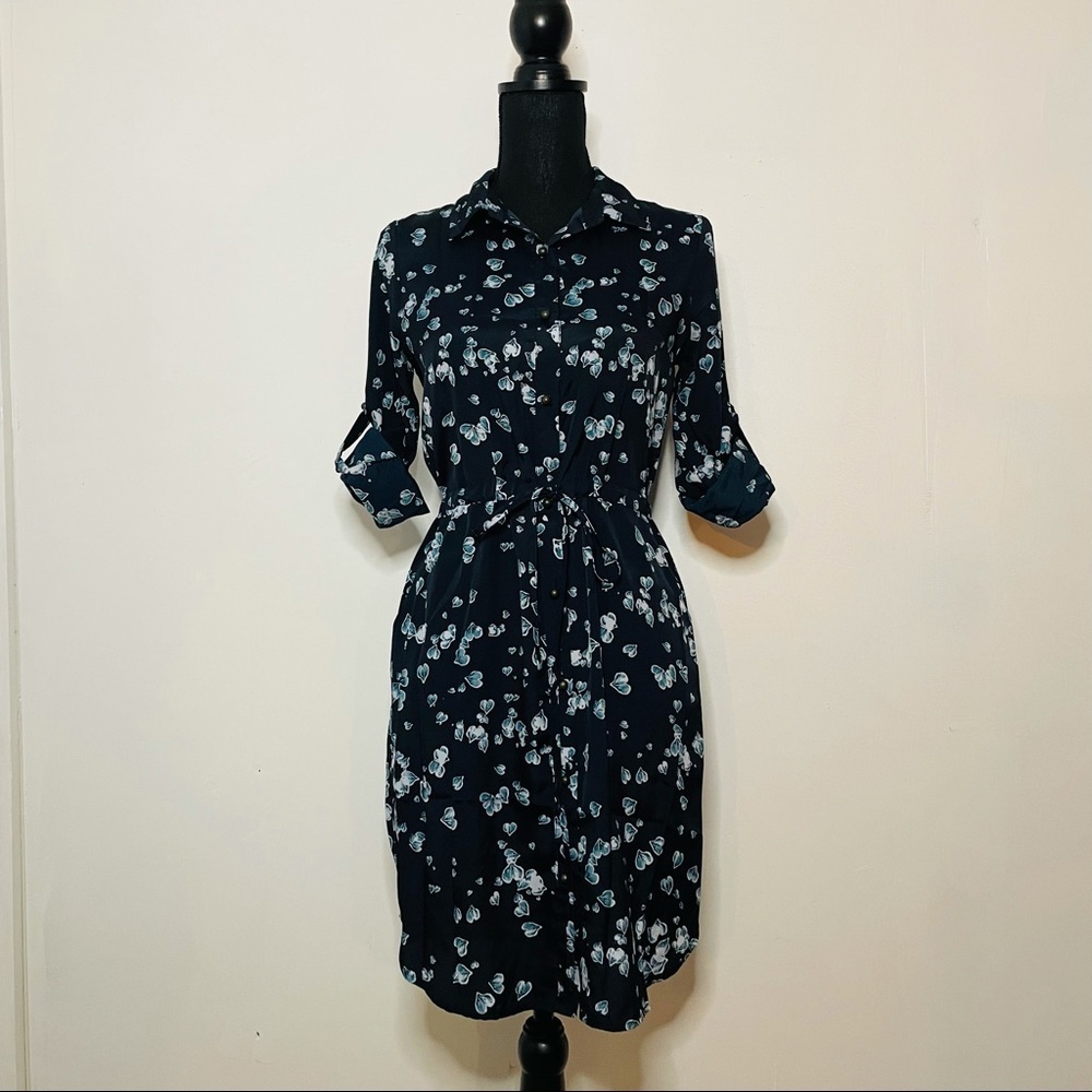 Maison Jules Blue Floral Long Sleeve Dress